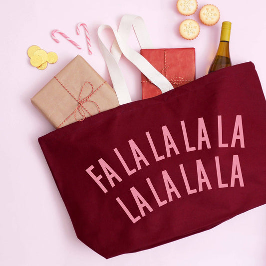 Falalalala Lalalala - Burgundy Really Big Bag