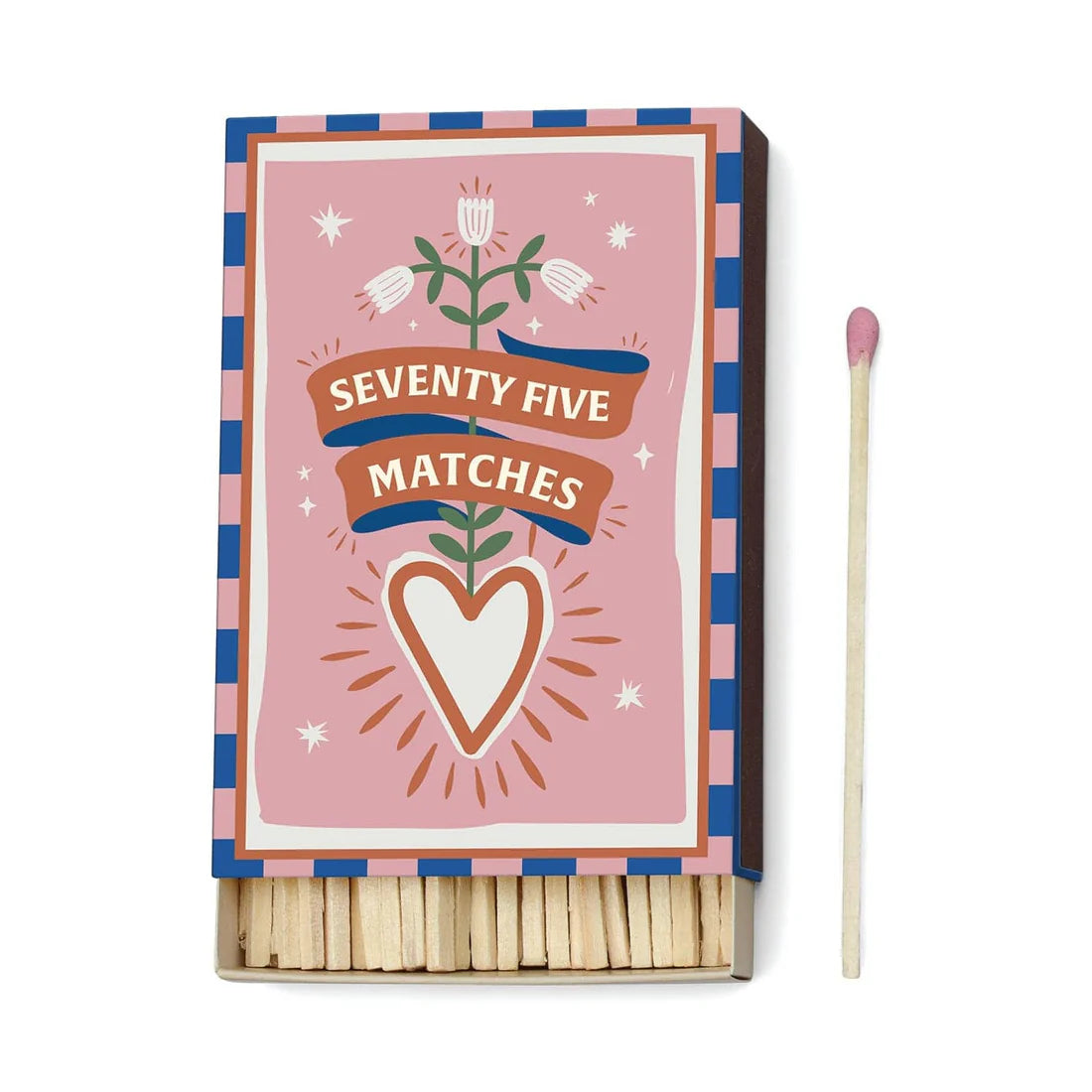 A Dopo Boxed Matches “Hearts” Pink - 75 matches (9.6 CM)