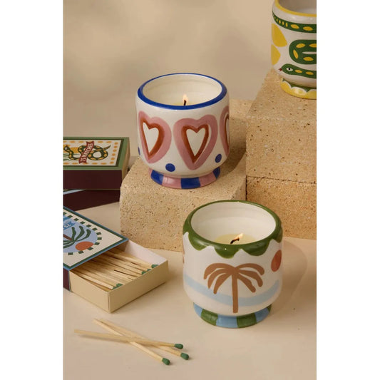 A Dopo 8oz./226g Hearts Ceramic Candle - Rosewood Vanilla