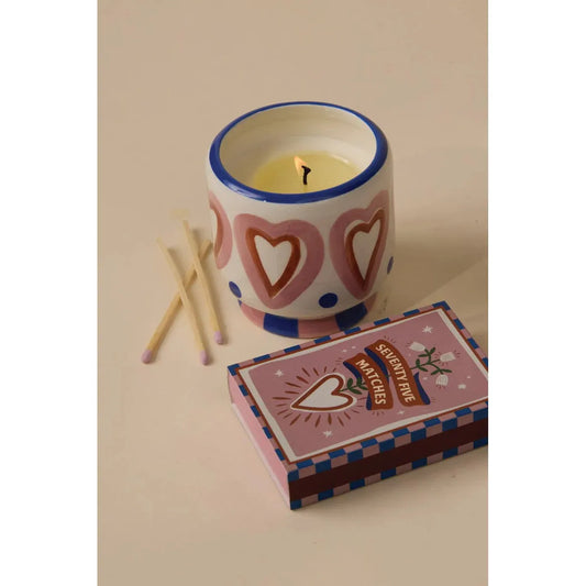 A Dopo Boxed Matches “Hearts” Pink - 75 matches (9.6 CM)