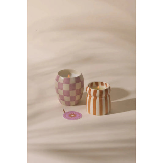 Cabana 6.5oz/184g Rust Striped Ceramic Candle - Sienna Sunset