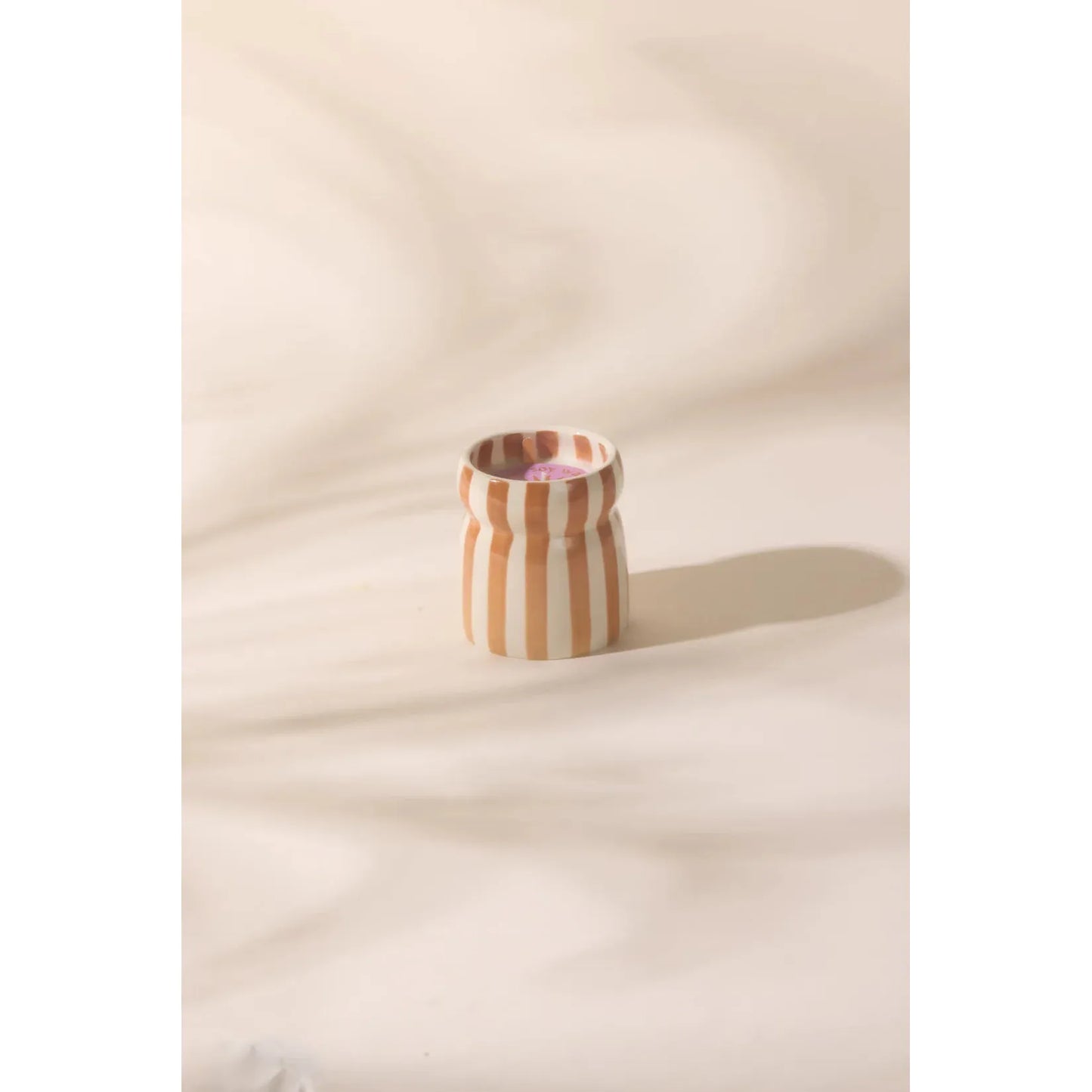 Cabana 6.5oz/184g Rust Striped Ceramic Candle - Sienna Sunset