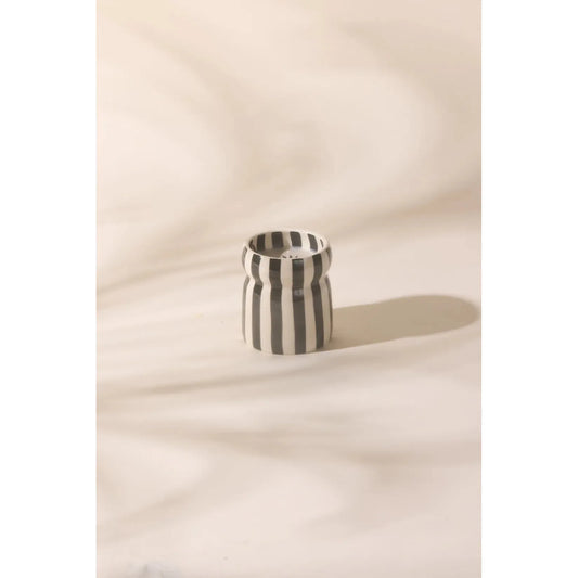 Cabana 6.5oz/184g Black Striped Ceramic Candle - Lava Stone