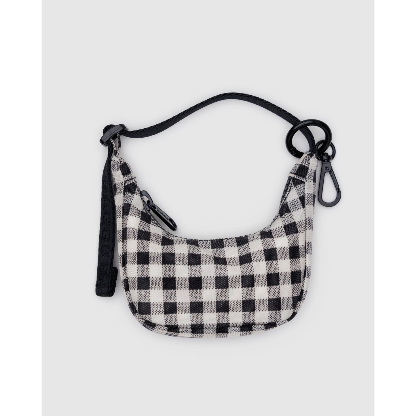 CRESCENT BAG CHARM - BLACK + WHITE GINGHAM