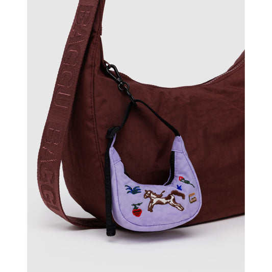 Crescent Bag Charm - Embroided Pony