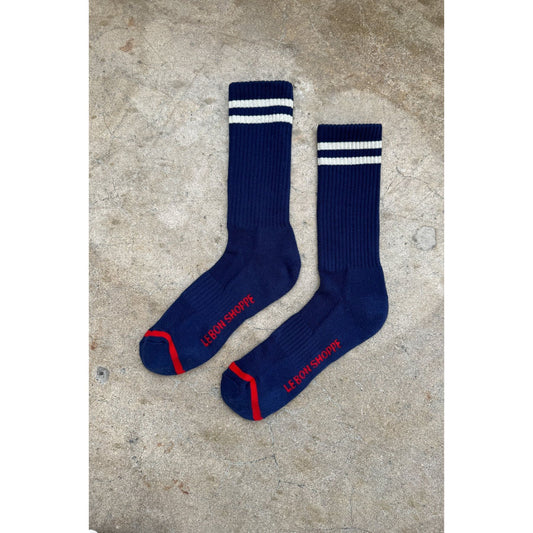 Extended Boyfriend Socks - Navy