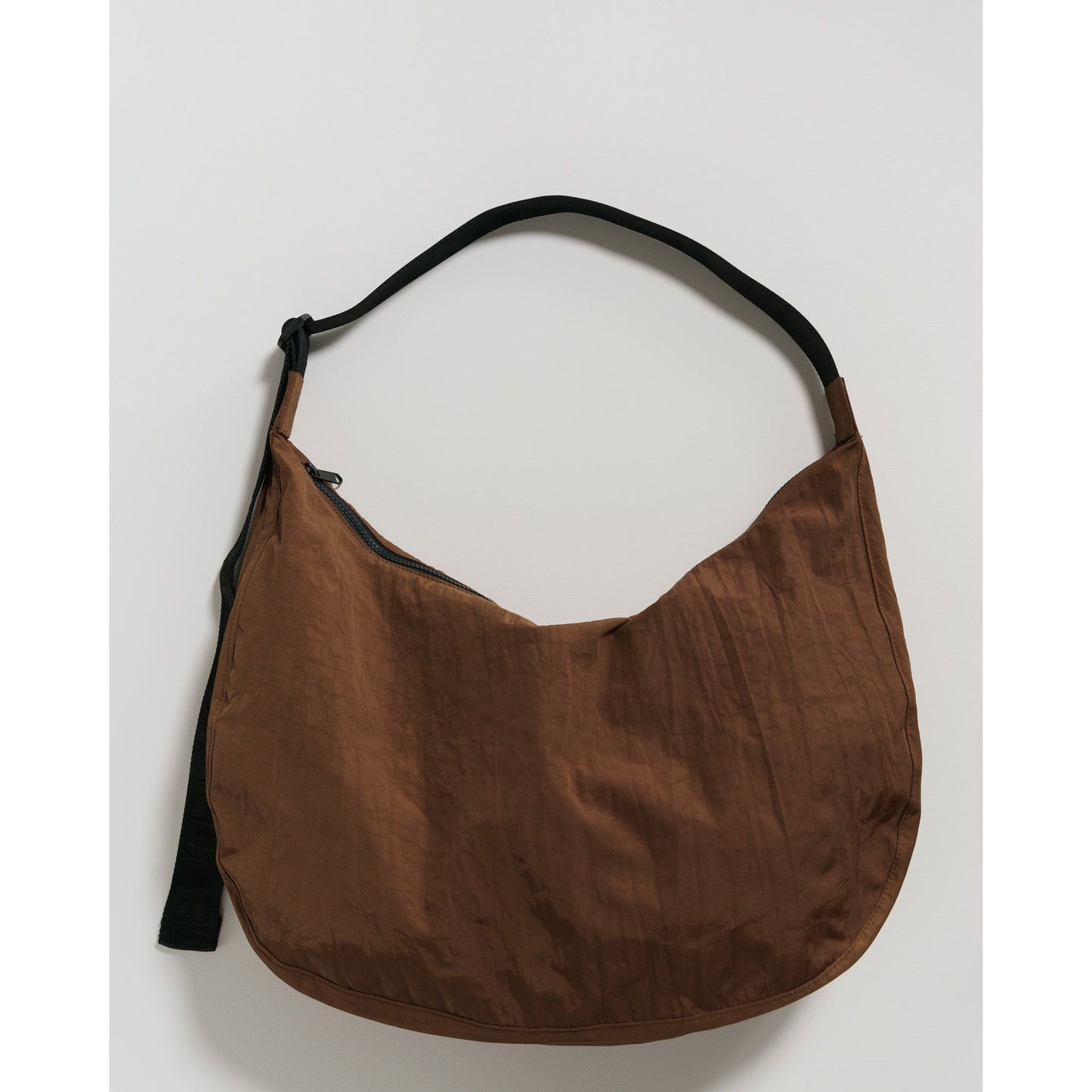 LARGE NYLON CRESCENT BAG - BROWN
