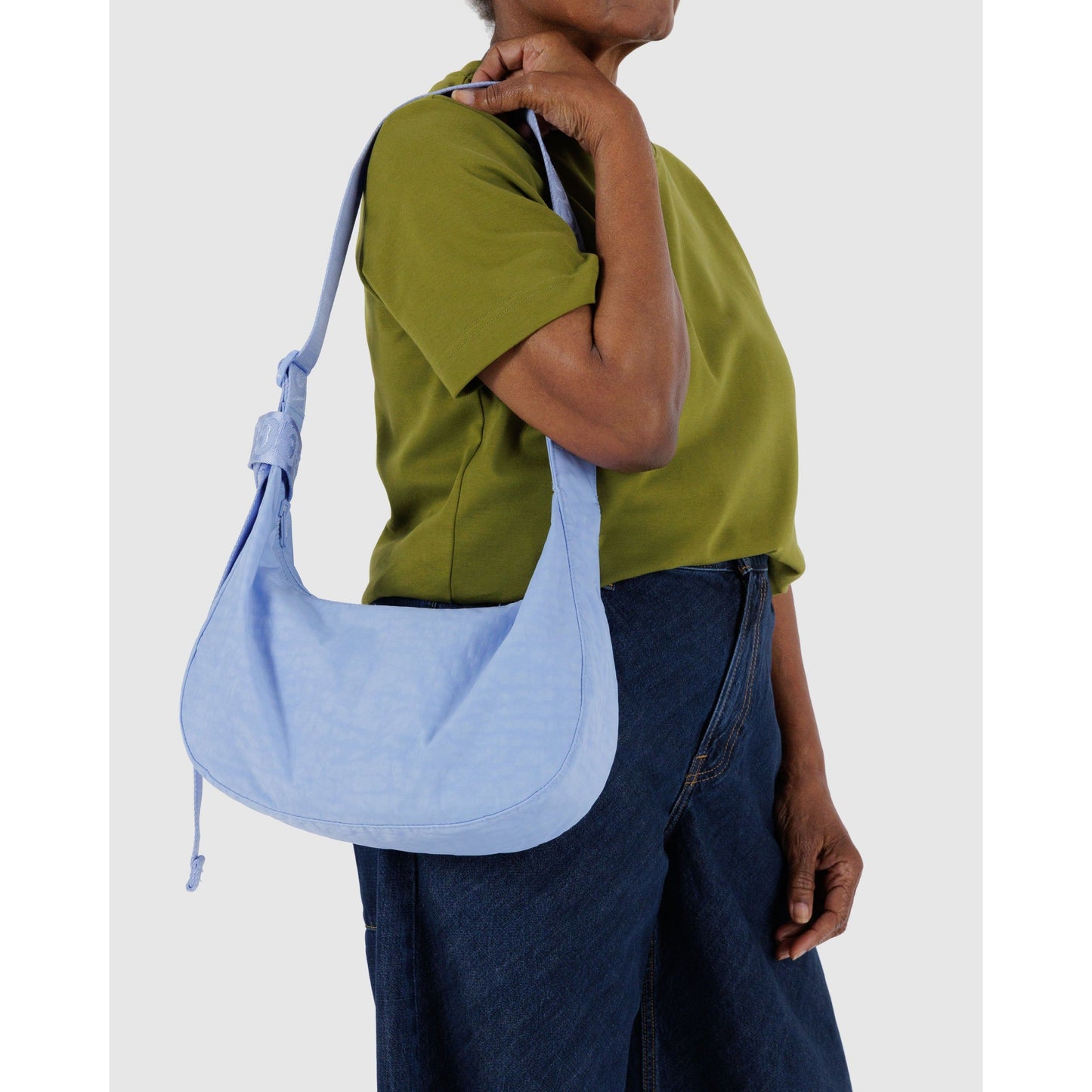 MEDIUM NYLON CRESCENT BAG - FRENCH BLUE