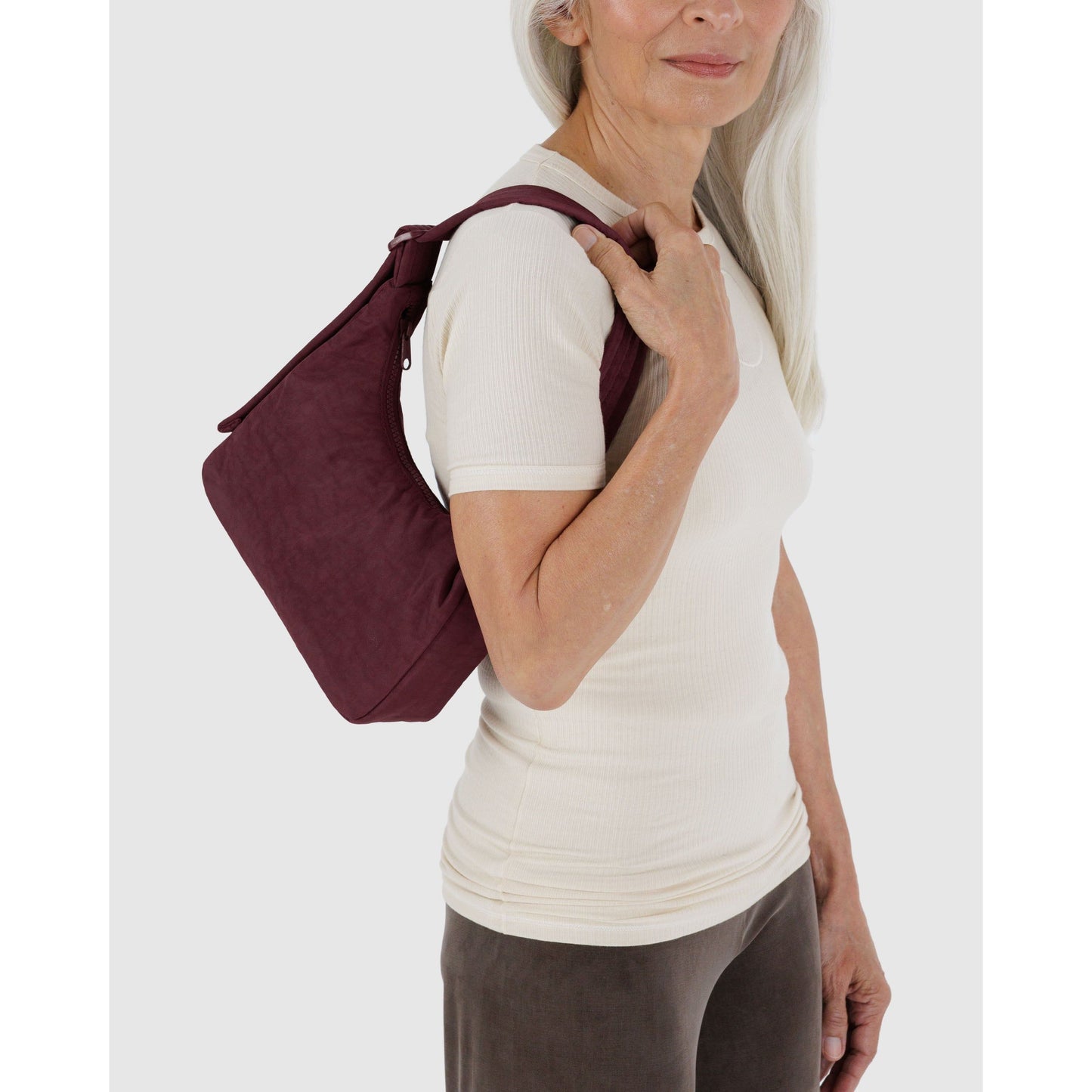 Mini Nylon Shoulder Bag - Mahogany