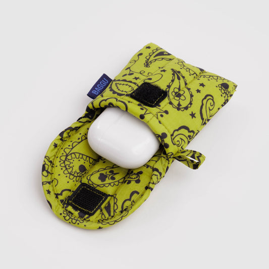 Baggu | Puffy Earbuds Case - Chartreuse Paisley
