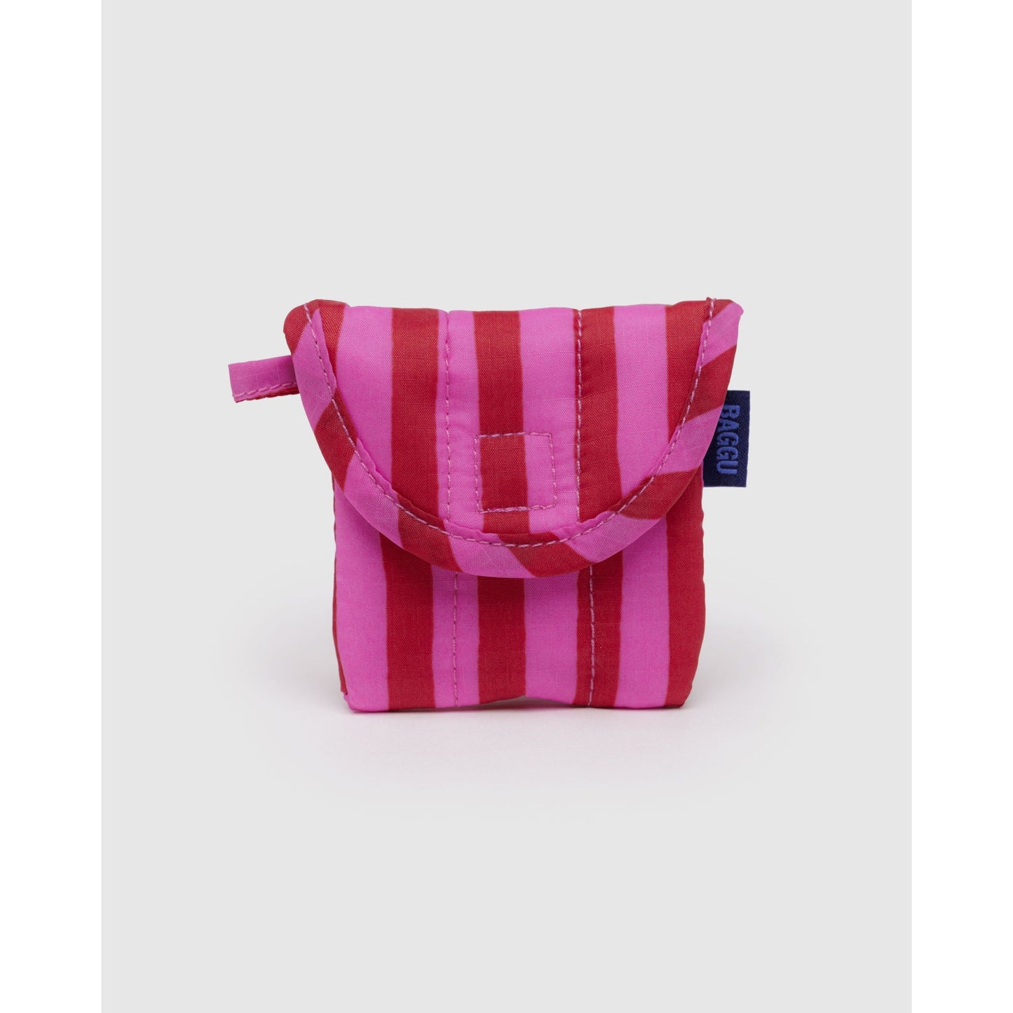 PUFFY EAR BUDS CASE - PINK & RED STRIPE