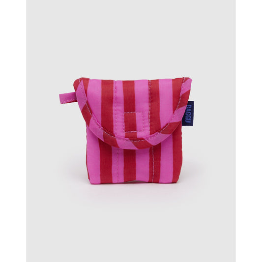 PUFFY EAR BUDS CASE - PINK & RED STRIPE