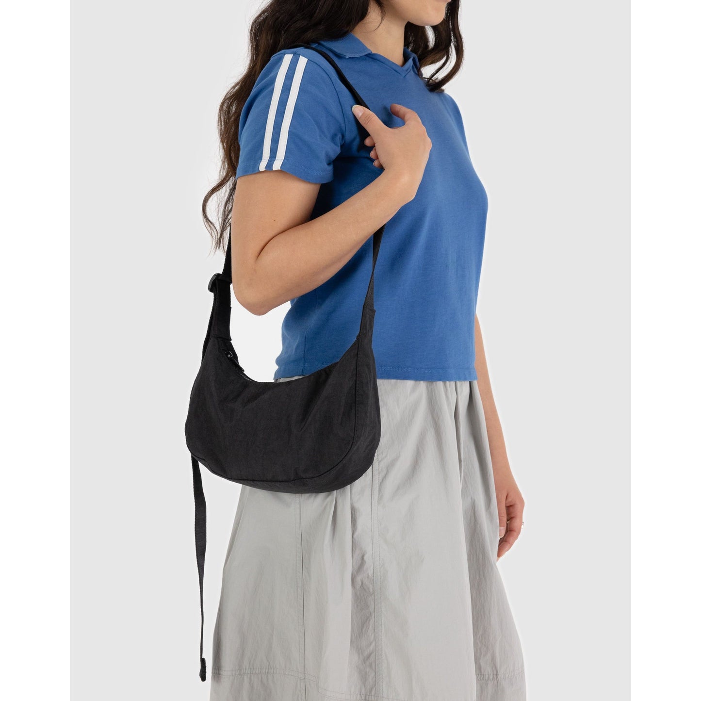 SMALL NYLON CRESCENT BAG - BLACK