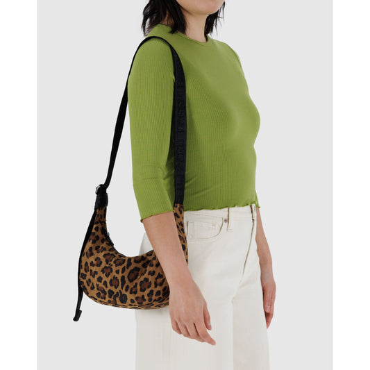 Small Nylon Crescent Bag -Leopard