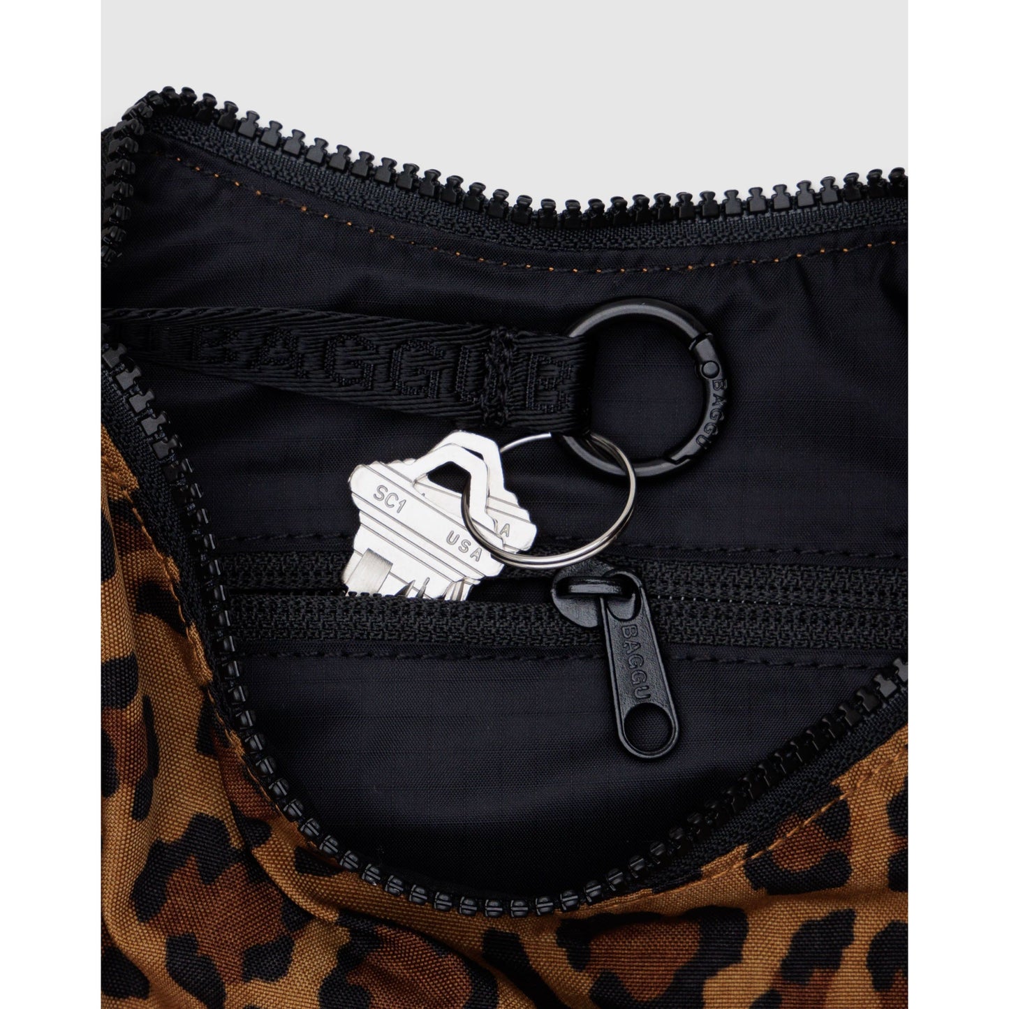 Small Nylon Crescent Bag -Leopard
