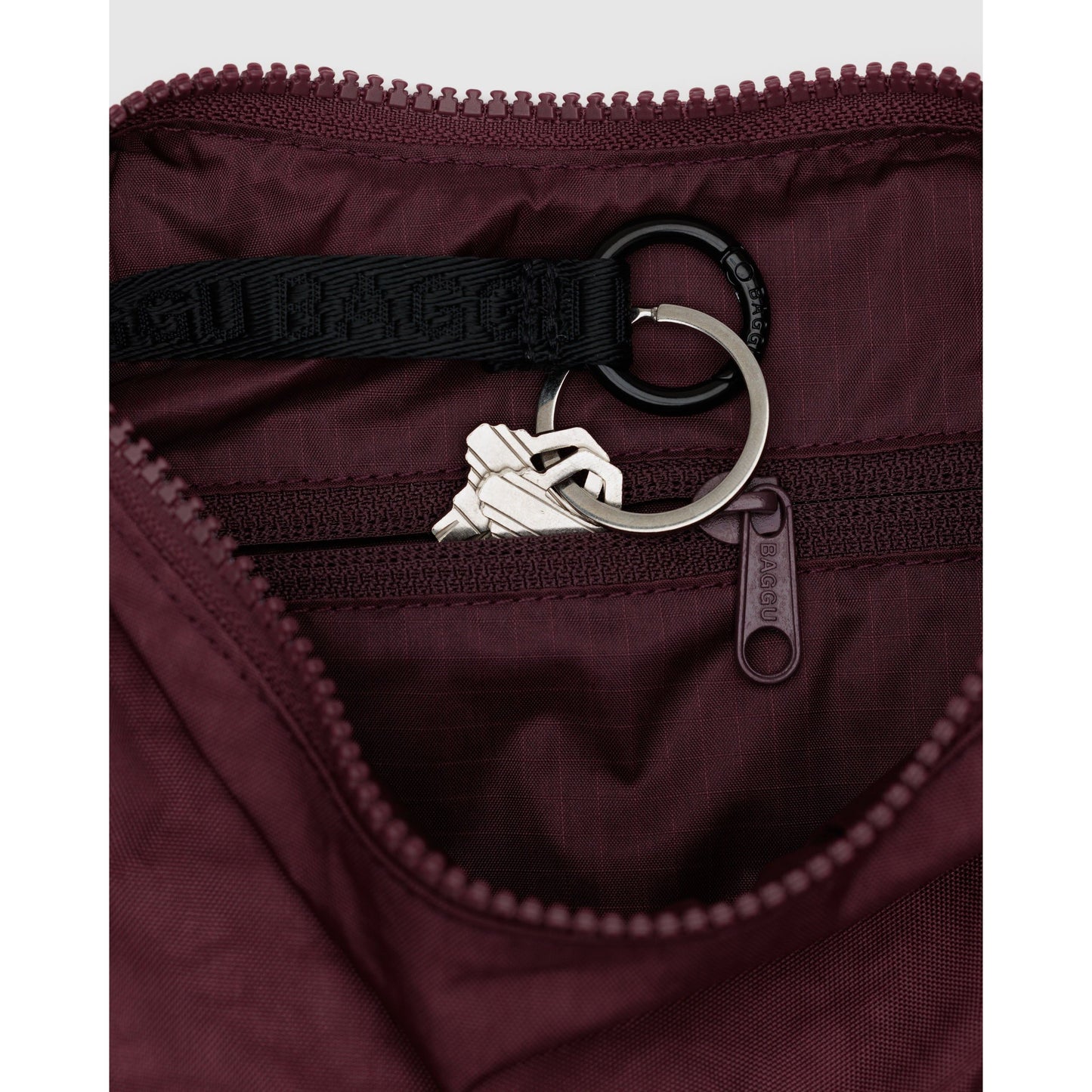 Small Nylon Crescent Bag - Mahogany