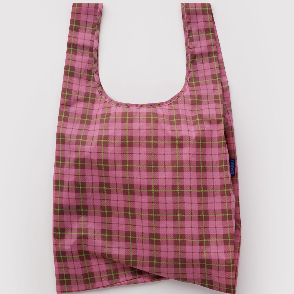Baggu | 'Standard' Reusable Shopper Azalea Pink Tartan