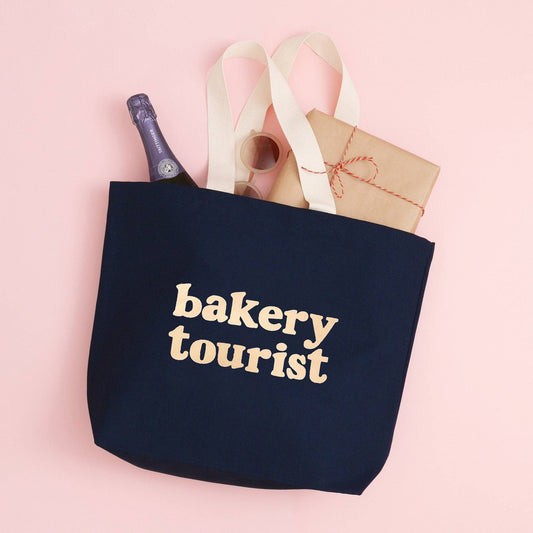 Alphabet Bag | ‘Bakery Tourist’ Canvas – Navy Blue Tote Bag - The Malo Life