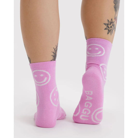 Baggu | Crew Sock - Pink Happy - The Malo Life