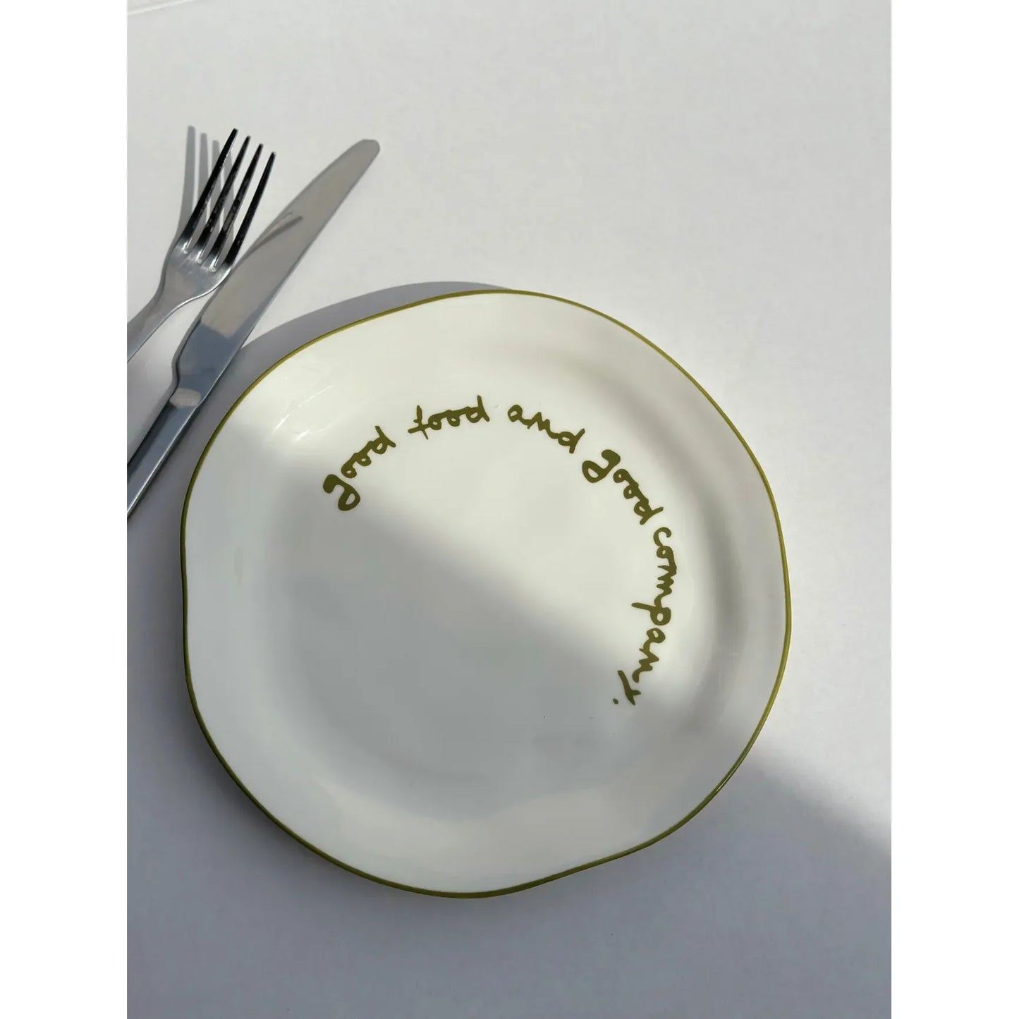 SLOGAN PLATE - "GOOD FOOD AND GOOD COMPANY"