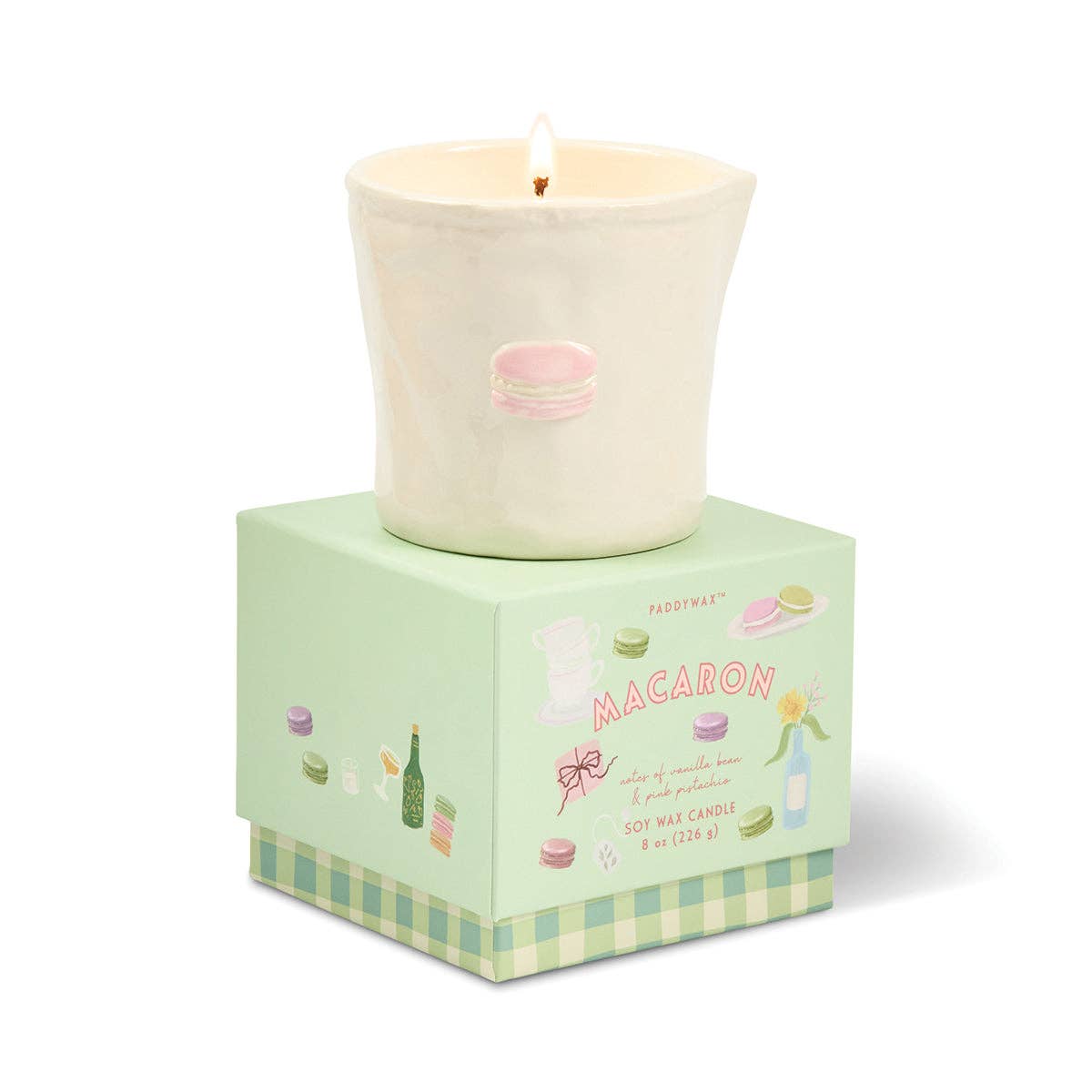 Paddywax Bistro | "Macaron" Ceramic Candle - Amber & Pistachio