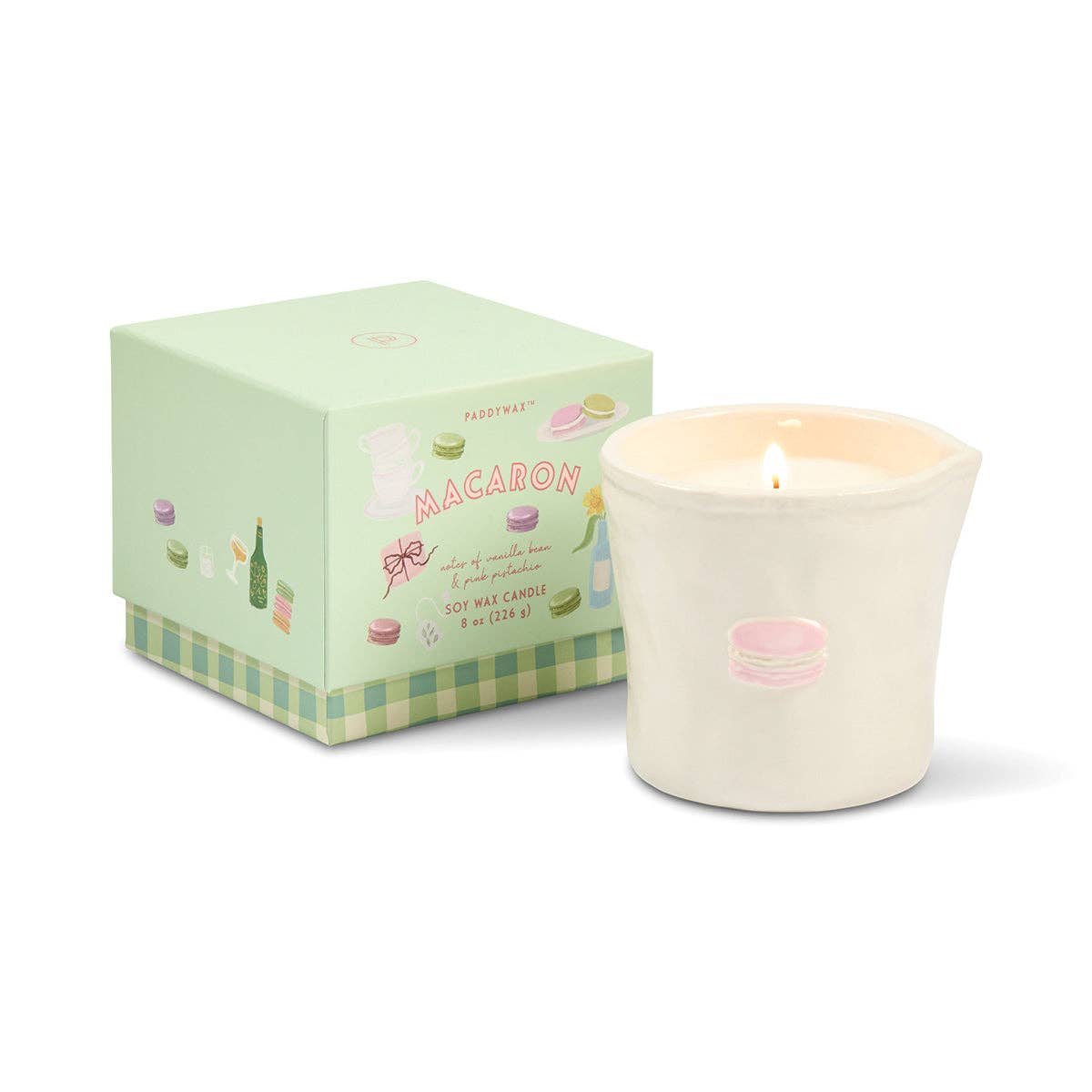 Paddywax Bistro | "Macaron" Ceramic Candle - Amber & Pistachio