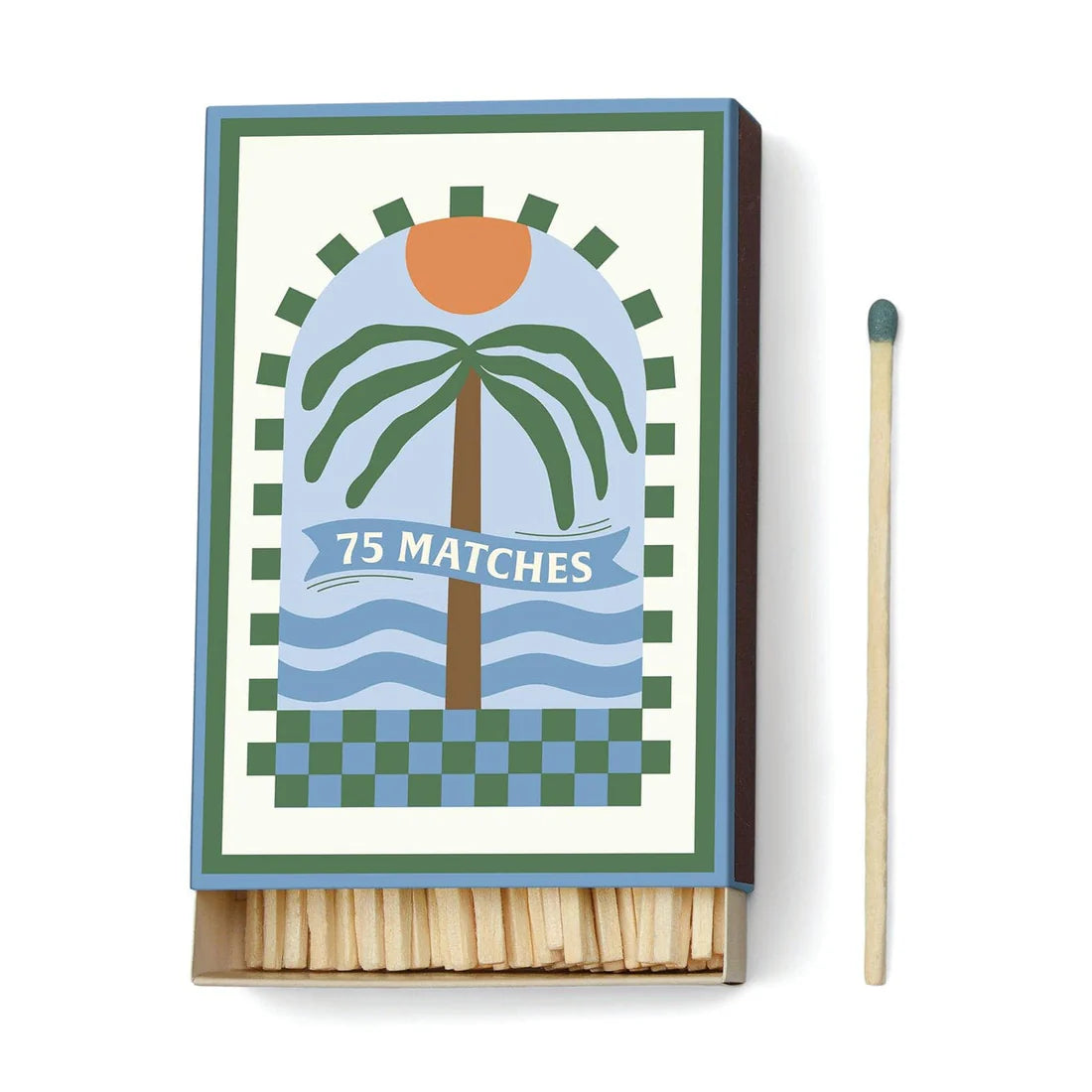 A Dopo Boxed Matches “Palm Tree” Dark Green - 75 matches (9.6 CM)