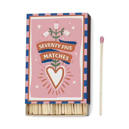 A Dopo Boxed Matches “Hearts” Pink - 75 matches (9.6 CM)