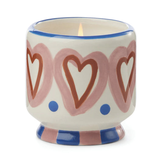 A Dopo 8oz./226g Hearts Ceramic Candle - Rosewood Vanilla