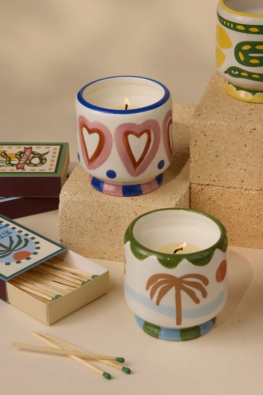 A Dopo 8oz./226g Hearts Ceramic Candle - Rosewood Vanilla