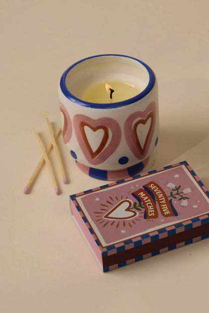A Dopo Boxed Matches “Hearts” Pink - 75 matches (9.6 CM)