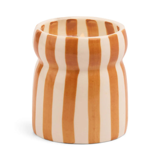 Cabana 6.5oz/184g Rust Striped Ceramic Candle - Sienna Sunset