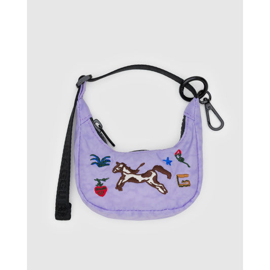 Crescent Bag Charm - Embroided Pony