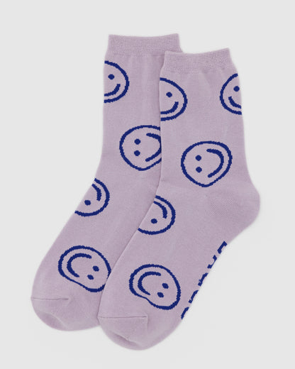 CREW SOCK - DUSTY PINK HAPPY