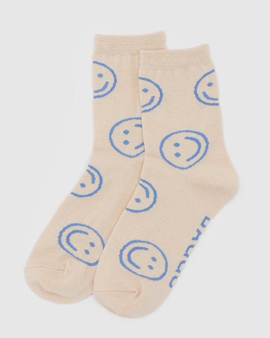 CREW SOCK - ECRU HAPPY