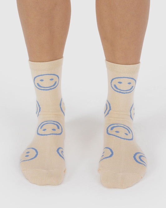 CREW SOCK - ECRU HAPPY