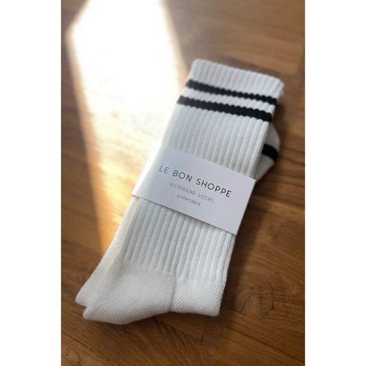 Le Bon Shoppe | Extended Boyfriend Socks - Classic White