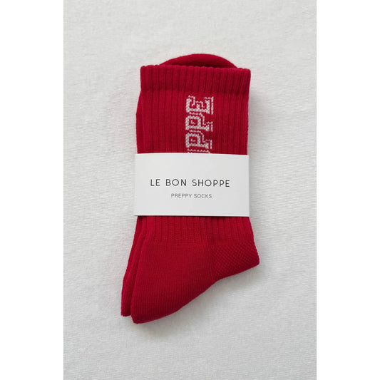 PREPPY SOCKS - RED/CREAM