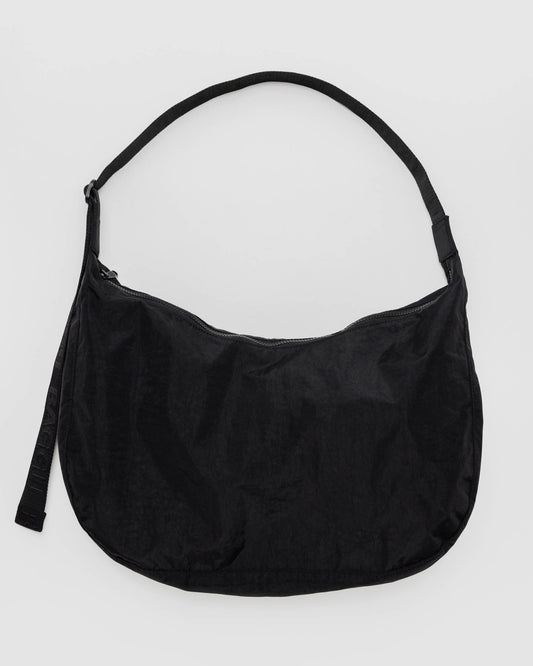 LARGE NYLON CRESCENT BAG - BLACK