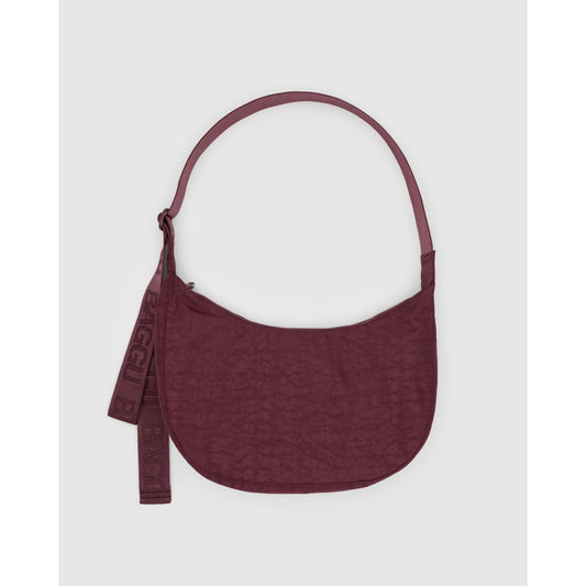 Medium Nylon Crescent Bag - Mahogany