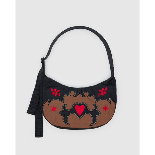 Medium Nylon Crescent Bag - Western Applique