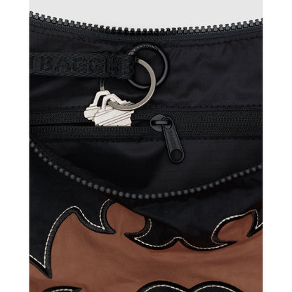Medium Nylon Crescent Bag - Western Applique