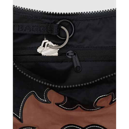 Medium Nylon Crescent Bag - Western Applique