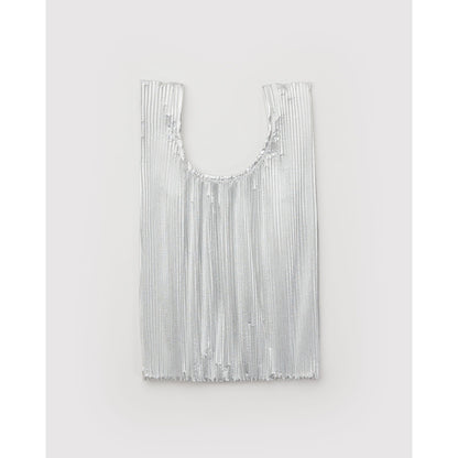 Baggu | 'Baby' Pleated Reusable Shopper - Metallic Chrome