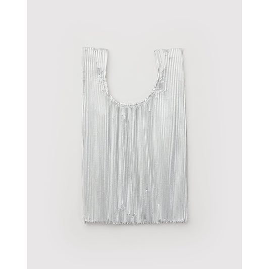 Baggu | 'Baby' Pleated Reusable Shopper - Metallic Chrome