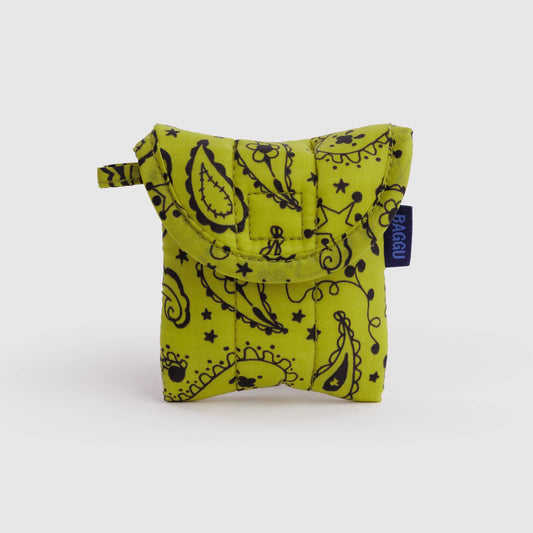 Baggu | Puffy Earbuds Case - Chartreuse Paisley