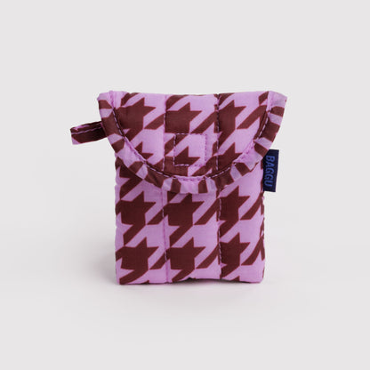 Baggu | Puffy Earbuds Case - Pink Houndstooth