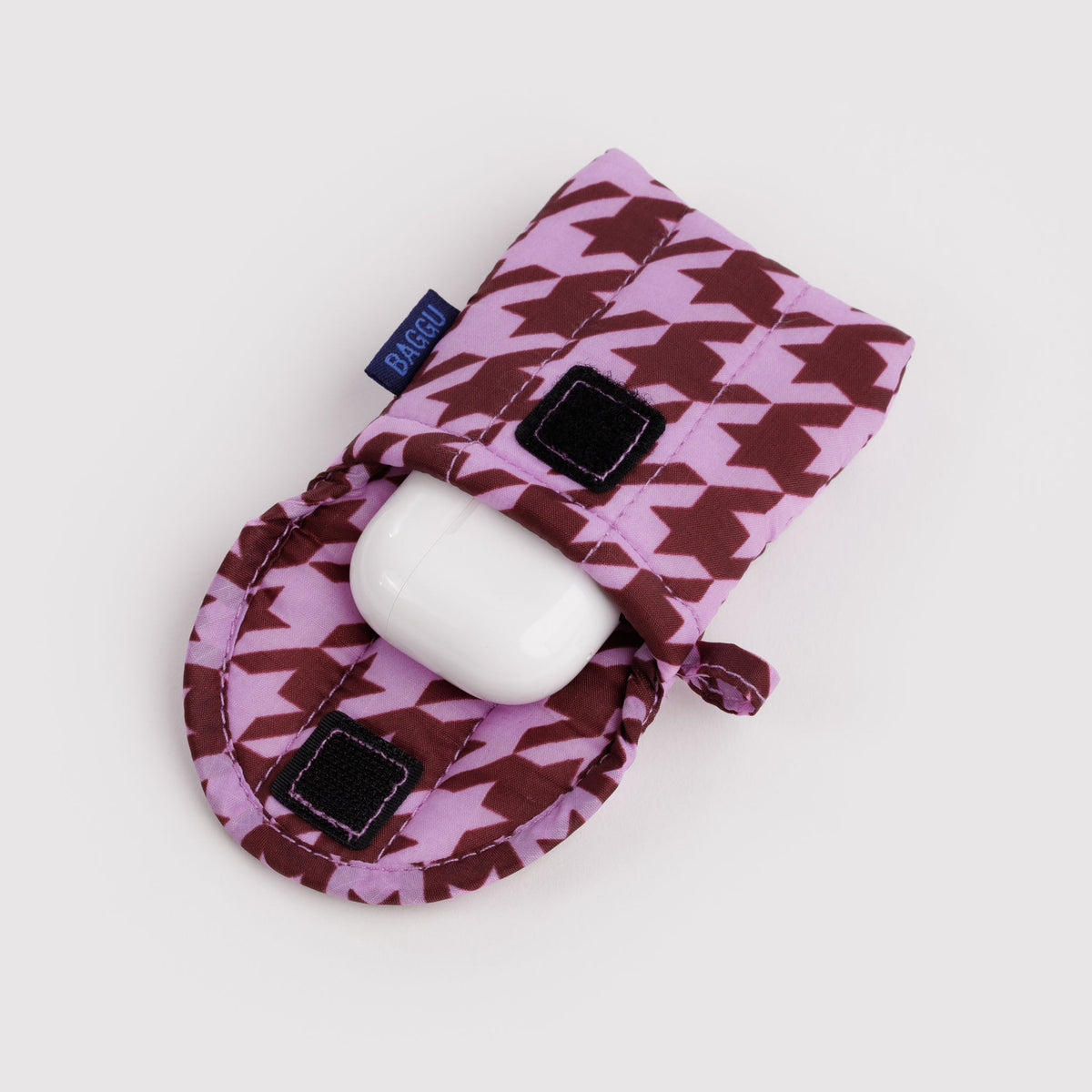 Baggu | Puffy Earbuds Case - Pink Houndstooth