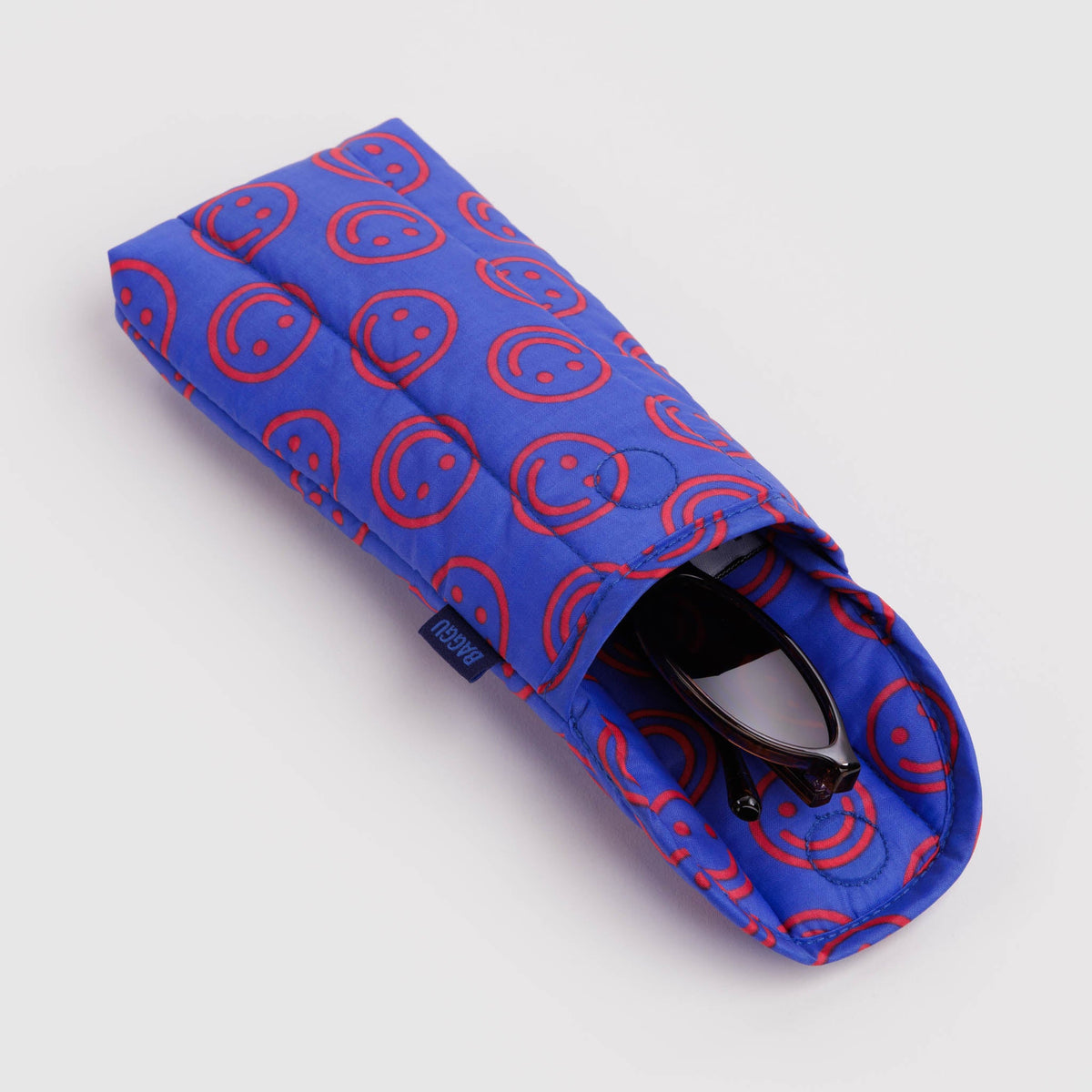 Baggu | Puffy Glasses Sleeve - Mini Cobalt Happy