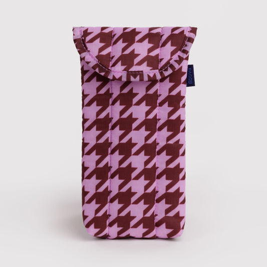 Baggu | Puffy Glasses Sleeve - Pink Houndstooth